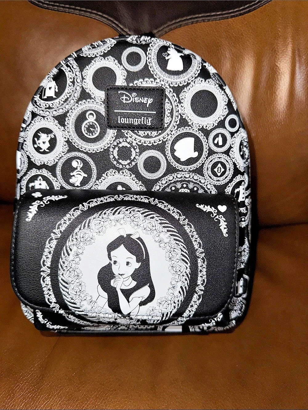 Loungefly Disney Alice in Wonderland Black & White Mini Backpack